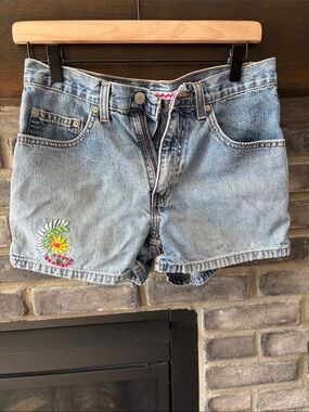 Old Navy Light Blue Denim Shorts with Embroidered Flower
